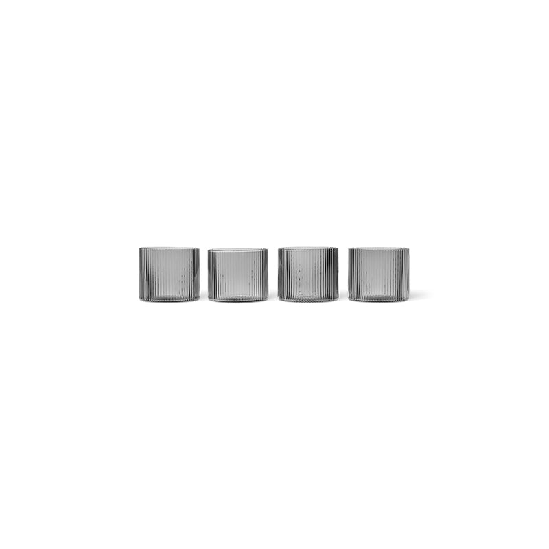 Ripple Glasses, Low, Smoked, Set of 4