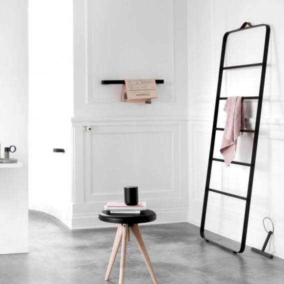 Towel Ladder, Black/Dark Oak-Shelving + Storage-Audo-vancouver special