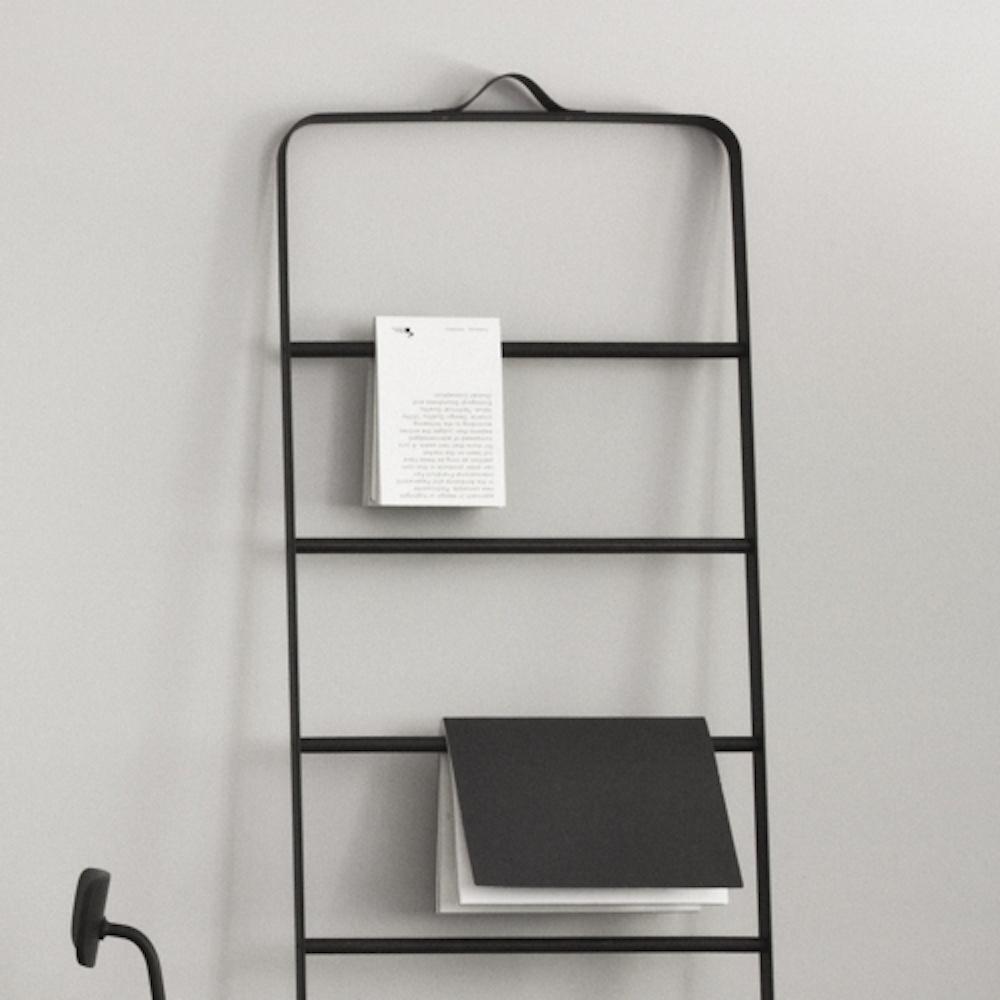 Towel Ladder, Black/Dark Oak-Shelving + Storage-Audo-vancouver special