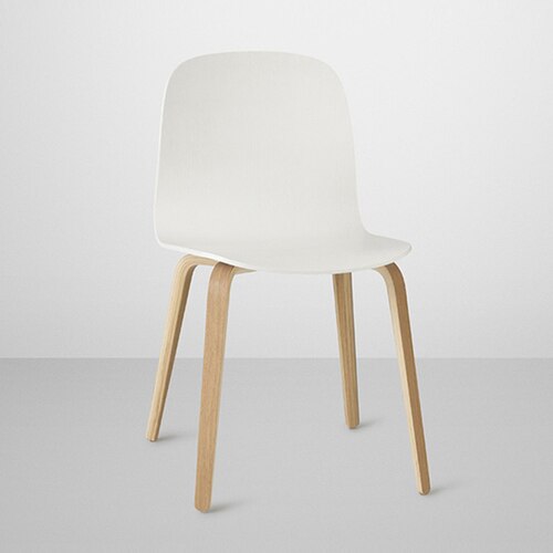 Visu Chair, Wood Base, White/Oak