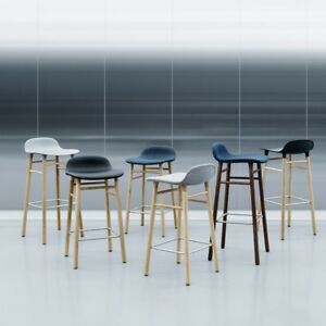 Form Stool, 65cm, White Seat, Chrome Base