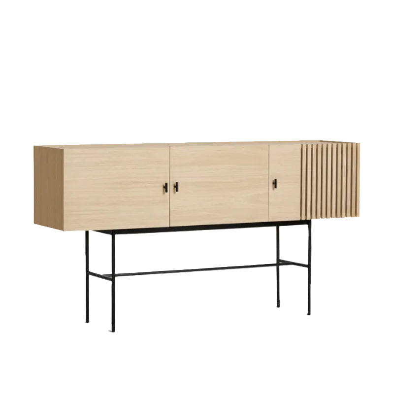 Array Sideboard (180 cm), White Pigmented Lacquered Oak With Black Painted Metal Legs