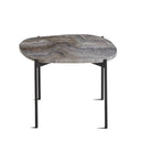 La Terra Occasional Table (Medium), Grey Melange Travertine Top With Black Painted Metal Legs