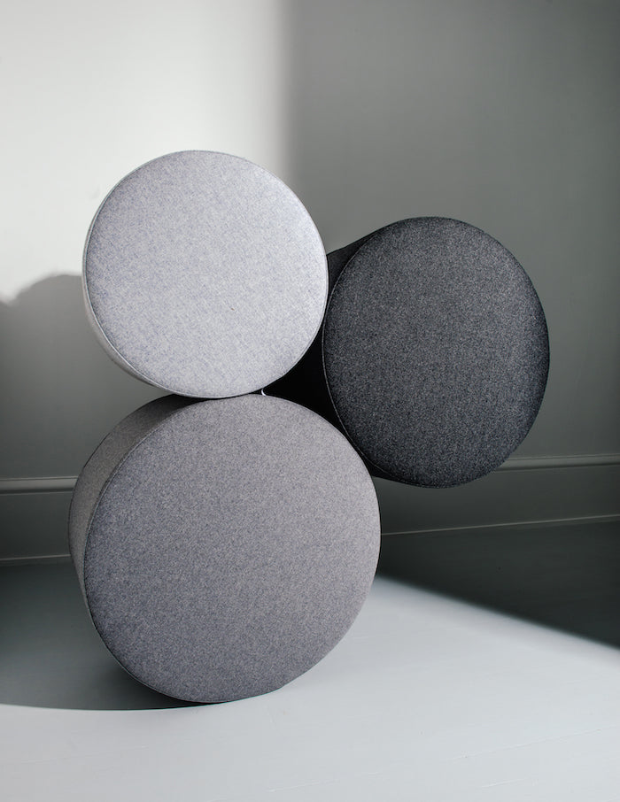 DRUMS, pouf high 45x40 cm, medium grey 623 felt