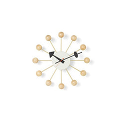 George Nelson Ball Clock, Natural With White Face