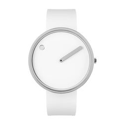 Picto watch, White/polished steel, 30mm