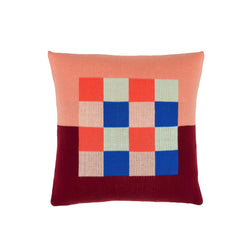 Gingham Checkerboard Pillow Cover - Coral Wine Red